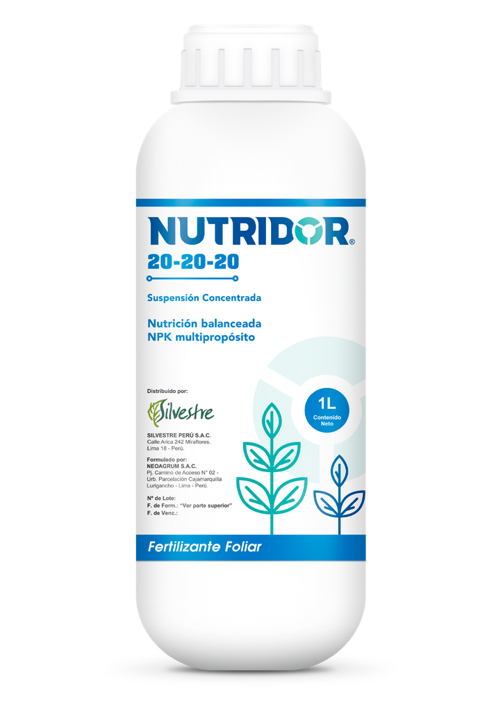 NUTRIDOR 20-20-20 X 1 LT (Abono Foliar NPK)