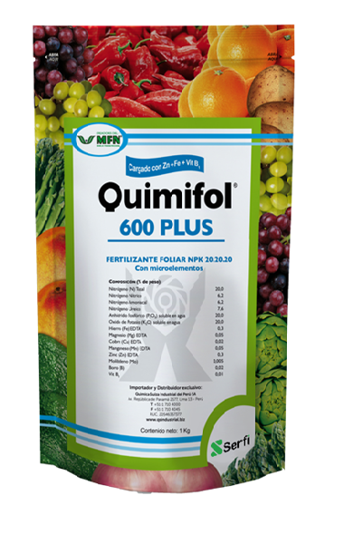 QUIMIFOL 600 PLUS X 1 KG (Abono Foliar 20-20-20)