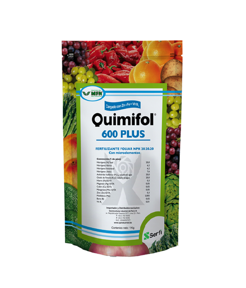 QUIMIFOL 600 PLUS X 1 KG (Abono Foliar 20-20-20)